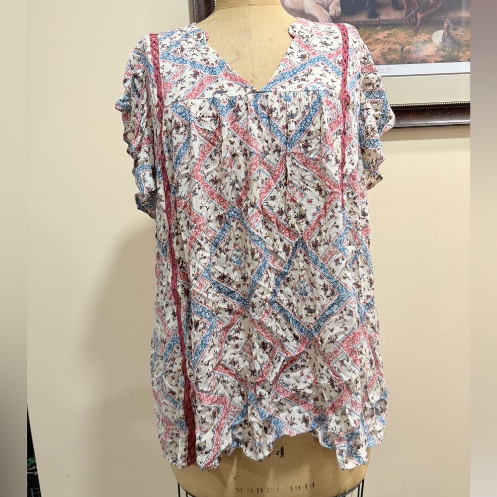 Oddy Floral Geometric Print Blouse
